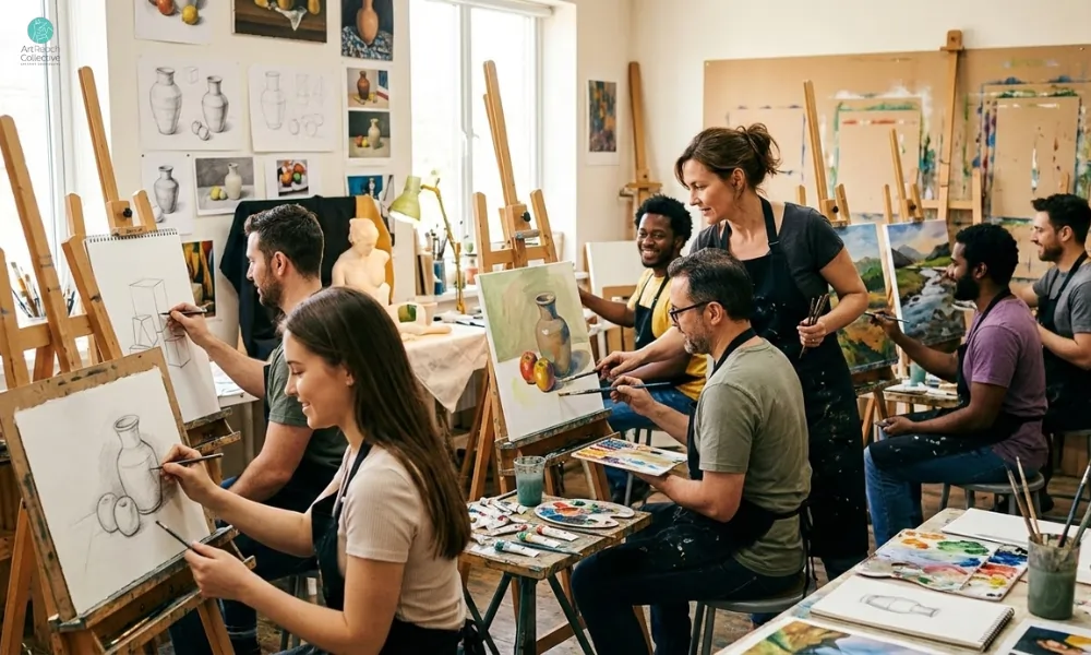 How Do Art Classes Guide Beginners in Painting and Drawing Step by Step?
